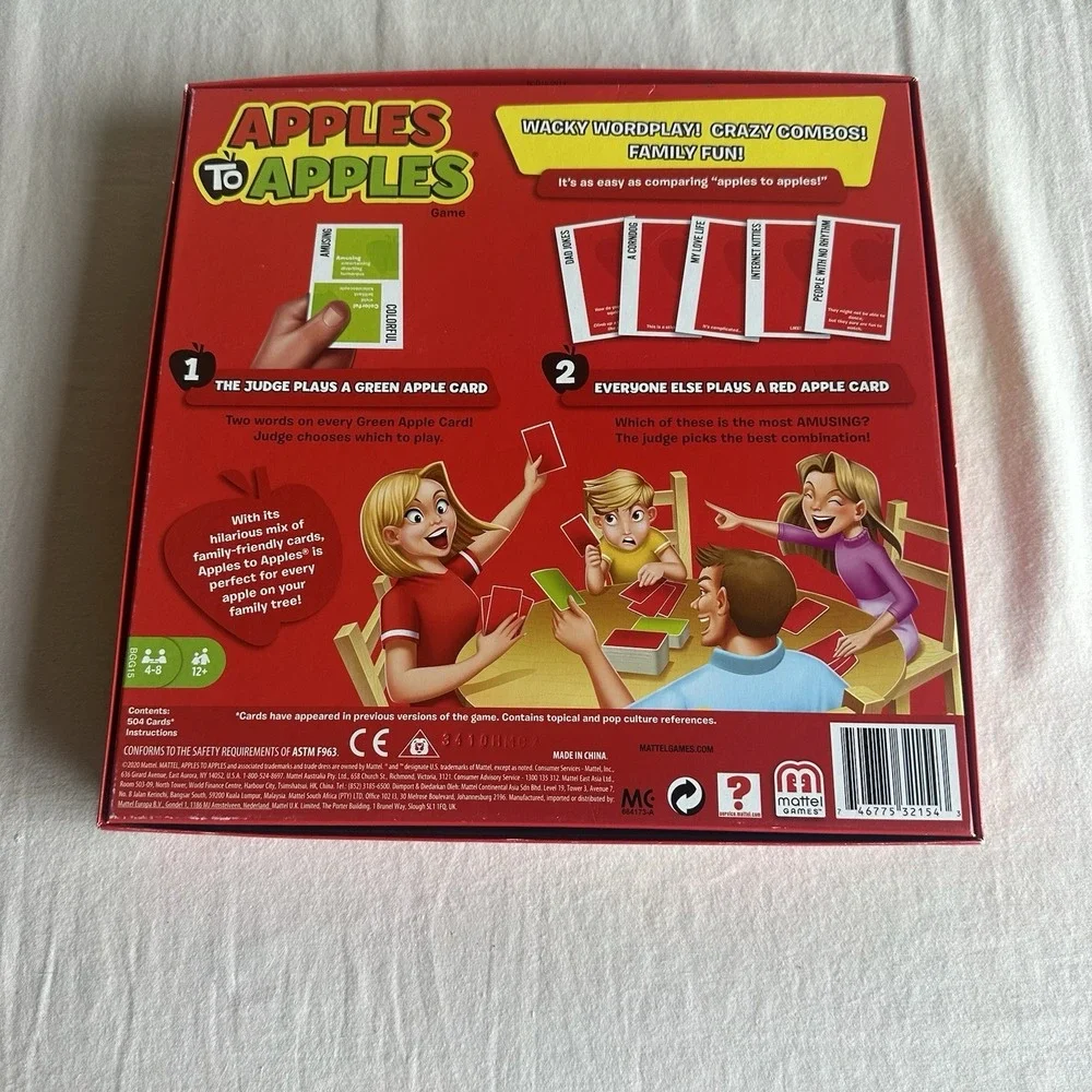 Mattel Games Apples to Apples Party in a Box Fun Family Game 100% Complete EUC